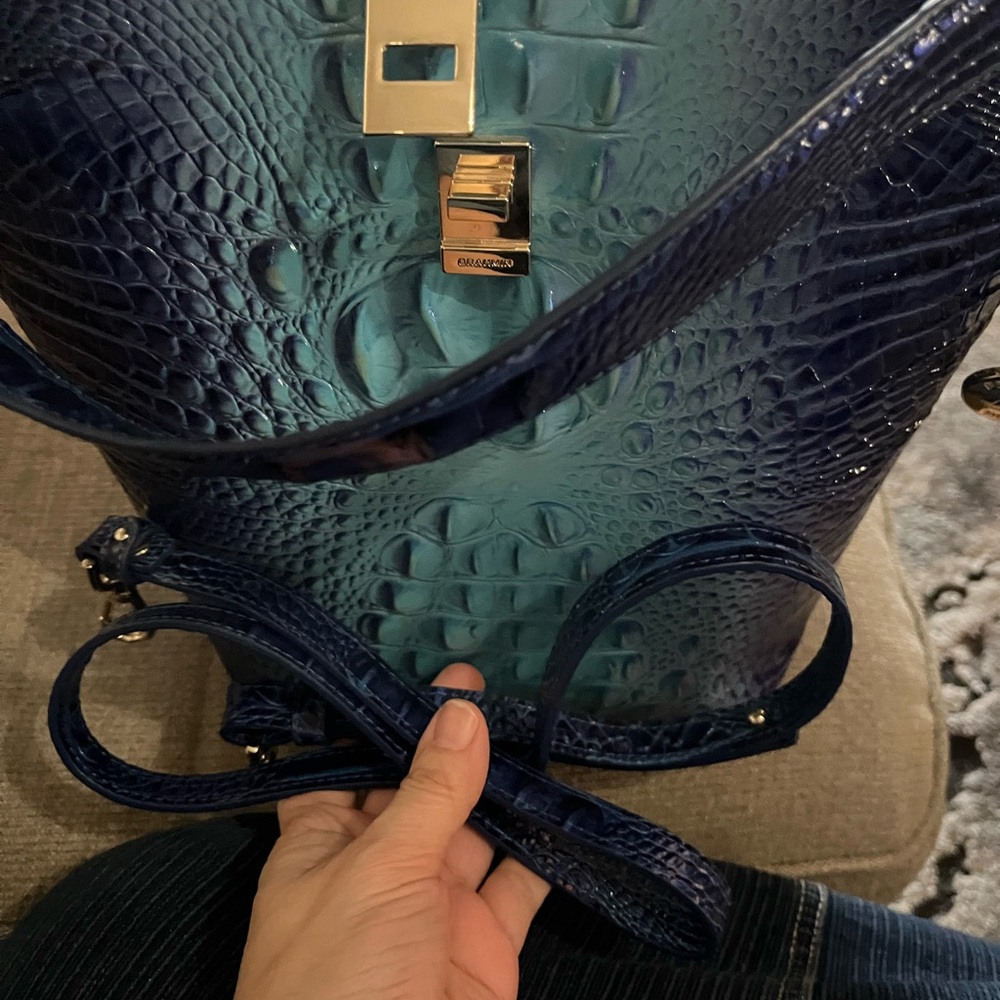 Elegant Brahmin Blue Crocodile-Embossed Women Bag - Picture 7 of 12
